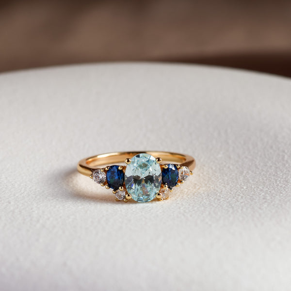 Olivia Aquamarine Ring 14K Gold Vermeil - Rainbow Rocks Jewellery