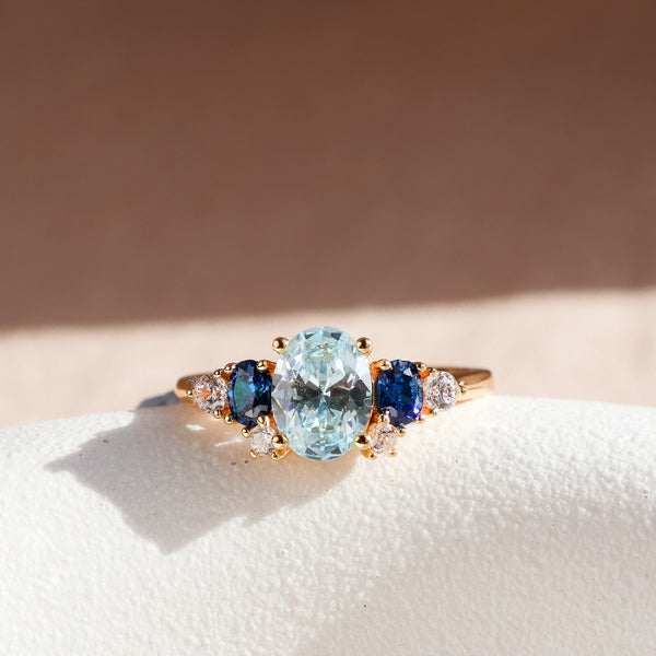 Olivia Aquamarine Ring 14K Gold Vermeil - Rainbow Rocks Jewellery