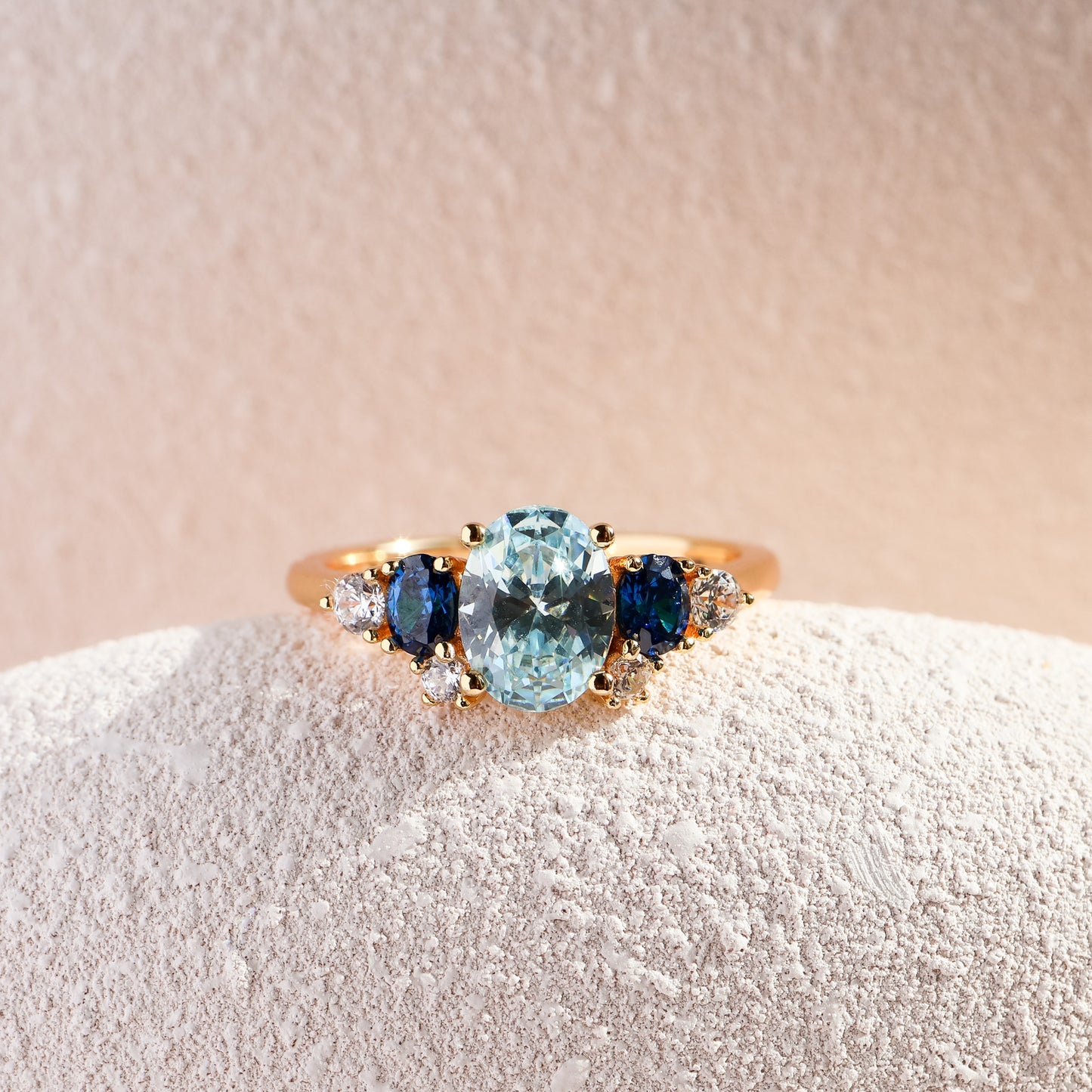 (PRE-ORDER) - Olivia Aquamarine Ring 14K Gold Vermeil