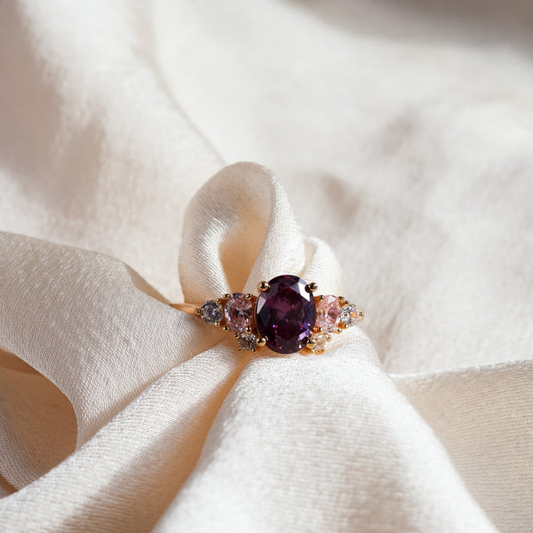 Olivia Amethyst Ring 14K Gold Vermeil / Sterling Silver - Rainbow Rocks Jewellery