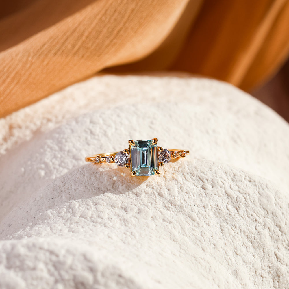 Mira Aquamarine Ring Gold/Silver - Rainbow Rocks Jewellery