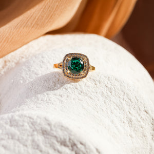 Esme Genuine Emerald Ring (Gold/Silver) - Rainbow Rocks Jewellery