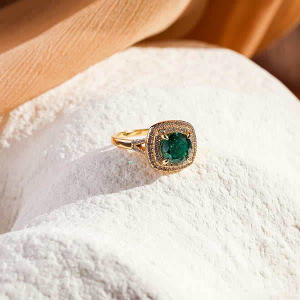 Esme Genuine Emerald Ring (Gold/Silver) - Rainbow Rocks Jewellery