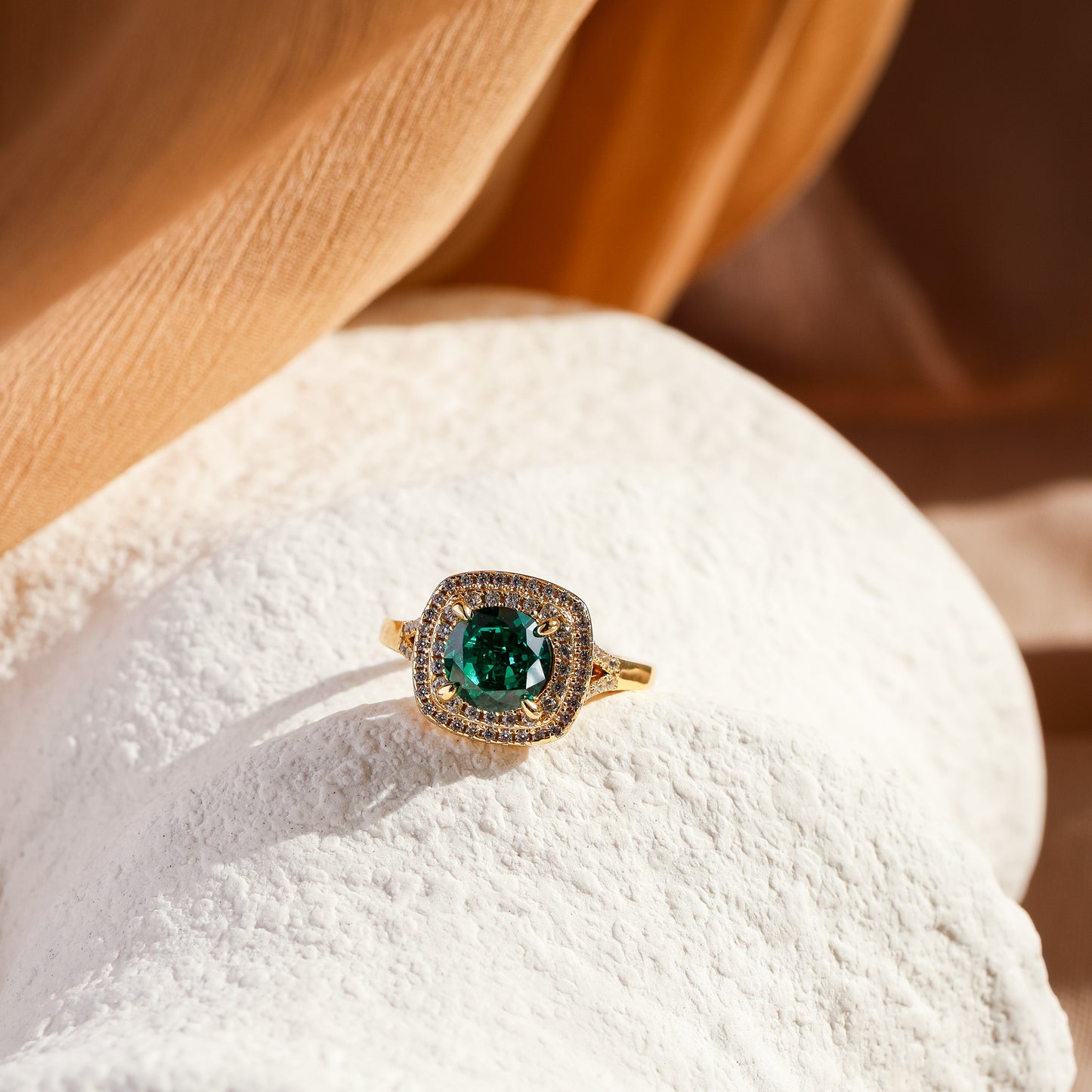 Esme Genuine Emerald Ring (Gold/Silver)