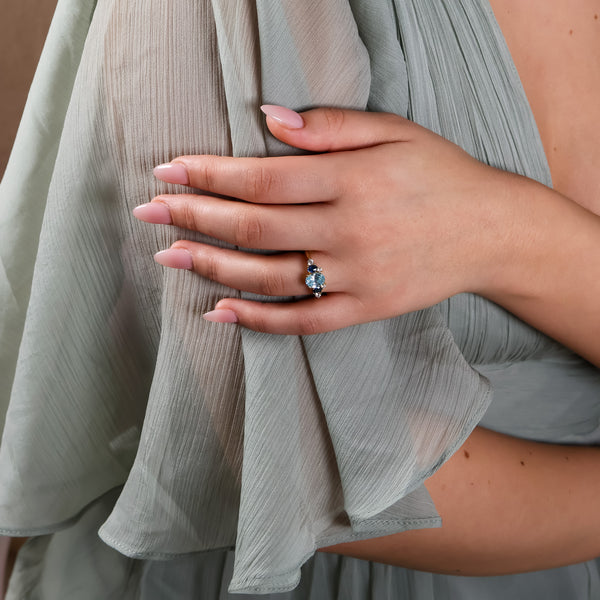 Olivia Aquamarine Ring 14K Gold Vermeil - Rainbow Rocks Jewellery