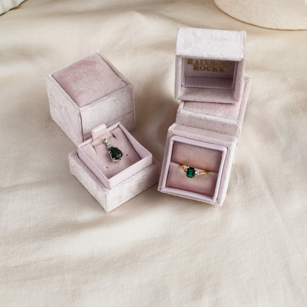 Luxury Velvet Ring Box Blush Pink - Rainbow Rocks Jewellery