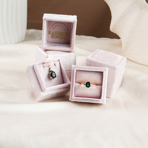 Luxury Velvet Ring Box Blush Pink - Rainbow Rocks Jewellery