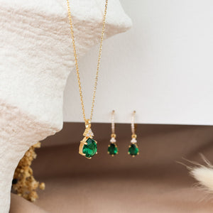 Layla Emerald CZ Jewellery Set - Rainbow Rocks Jewellery