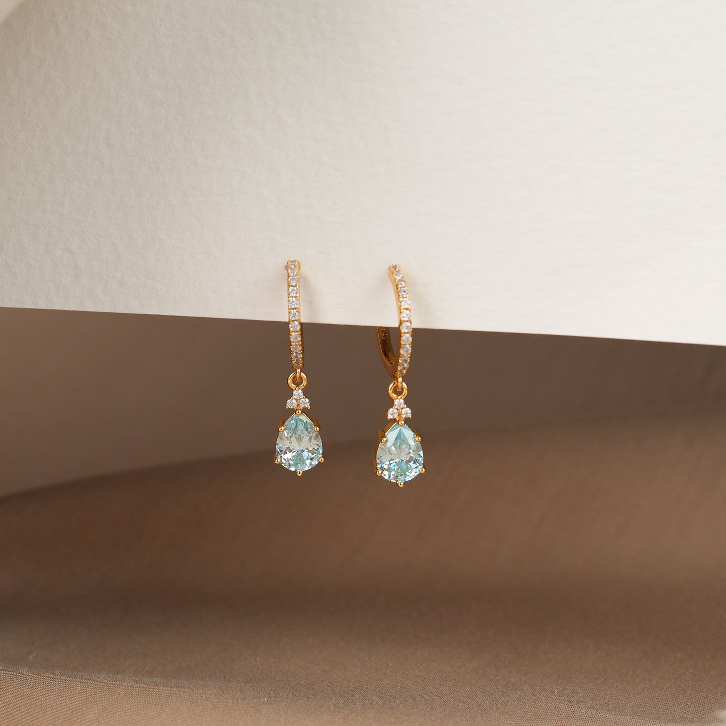 Layla Aquamarine Hoop Earrings 14K Gold Vermeil