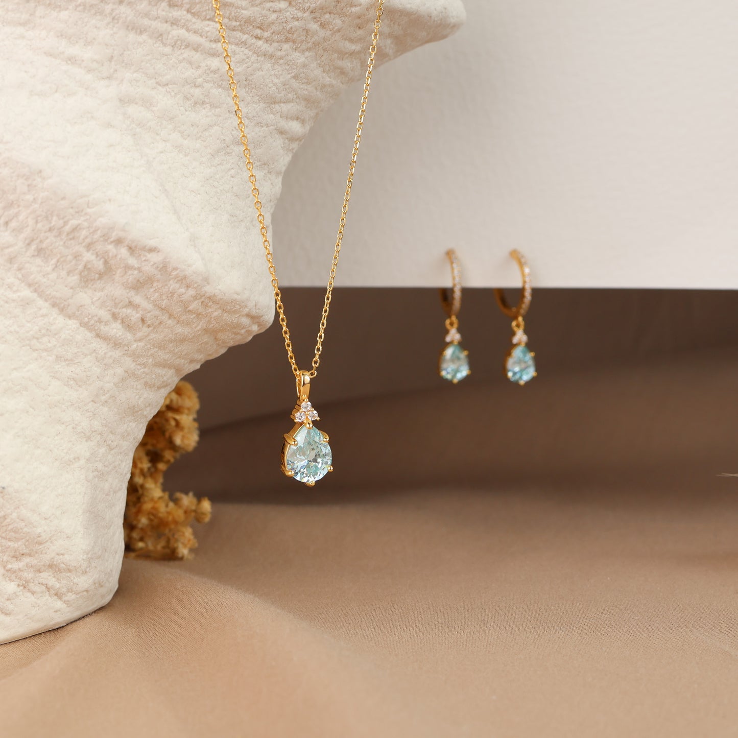 Layla Aquamarine Hoop Earrings 14K Gold Vermeil