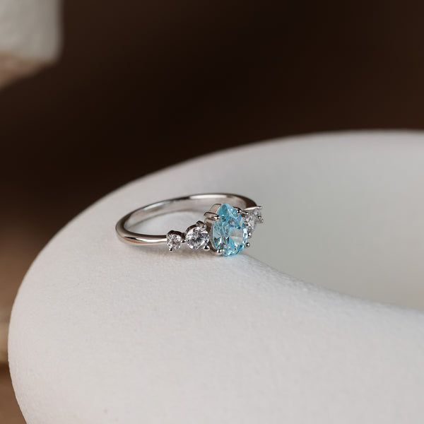 Ariel Aquamarine Ring Gold/Silver - Rainbow Rocks Jewellery
