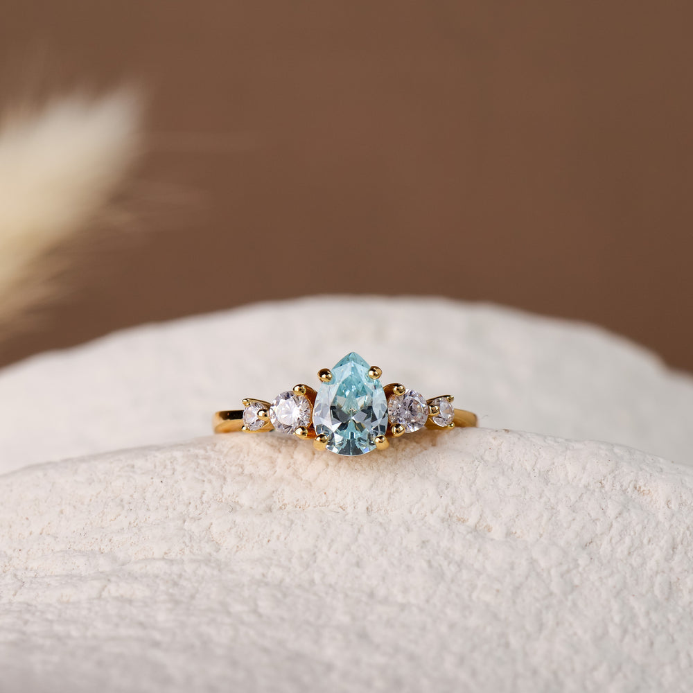 Ariel Aquamarine Ring Gold/Silver - Rainbow Rocks Jewellery