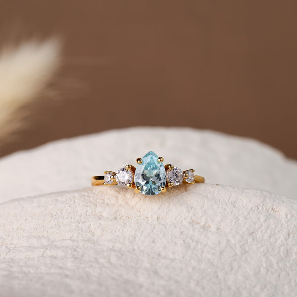Ariel Aquamarine Ring Gold/Silver - Rainbow Rocks Jewellery