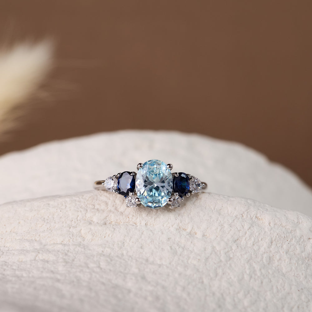 Olivia Aquamarine Ring 14K Gold Vermeil - Rainbow Rocks Jewellery