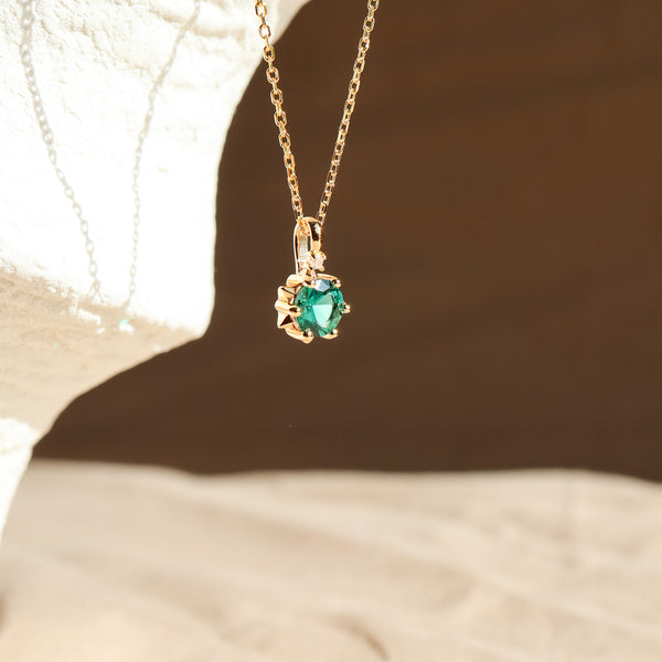 Starlight Genuine Emerald Necklace 14K Gold Vermeil - Rainbow Rocks Jewellery