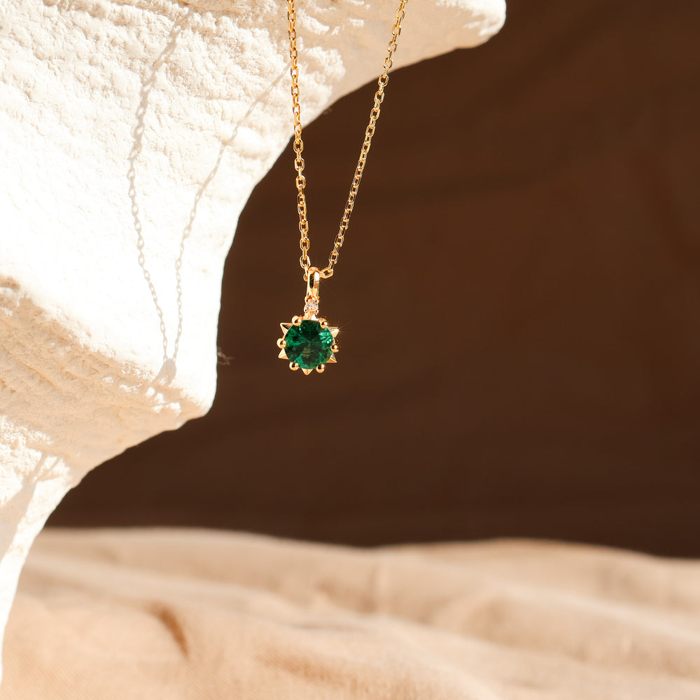 Starlight Genuine Emerald Necklace 14K Gold Vermeil - Rainbow Rocks Jewellery