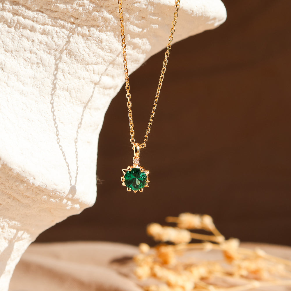 Starlight Genuine Emerald Necklace 14K Gold Vermeil - Rainbow Rocks Jewellery