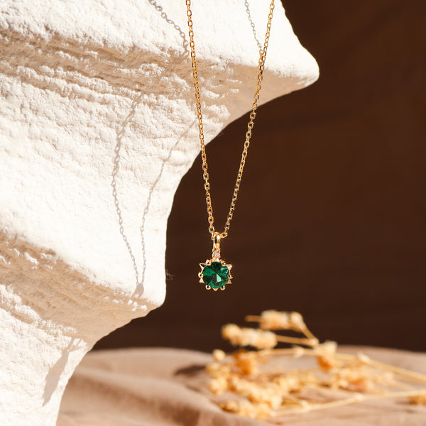 Starlight Genuine Emerald Necklace 14K Gold Vermeil - Rainbow Rocks Jewellery