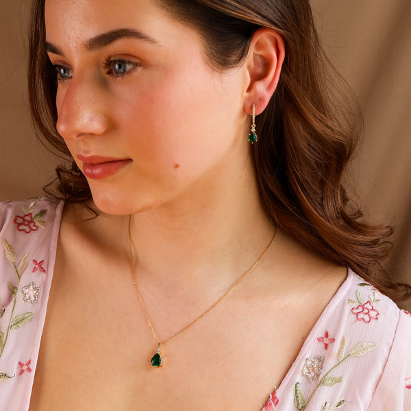 Layla Emerald Green Necklace 14K Gold Vermeil - Rainbow Rocks Jewellery