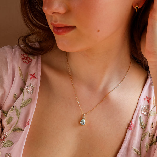 Layla Aquamarine Necklace 14K Gold Vermeil - Rainbow Rocks Jewellery