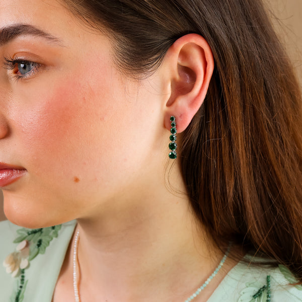 Anya Emerald Drop Earrings 14K Gold Vermeil - Rainbow Rocks Jewellery