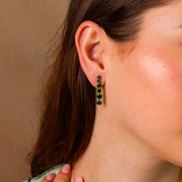 Anya Emerald Drop Earrings 14K Gold Vermeil - Rainbow Rocks Jewellery