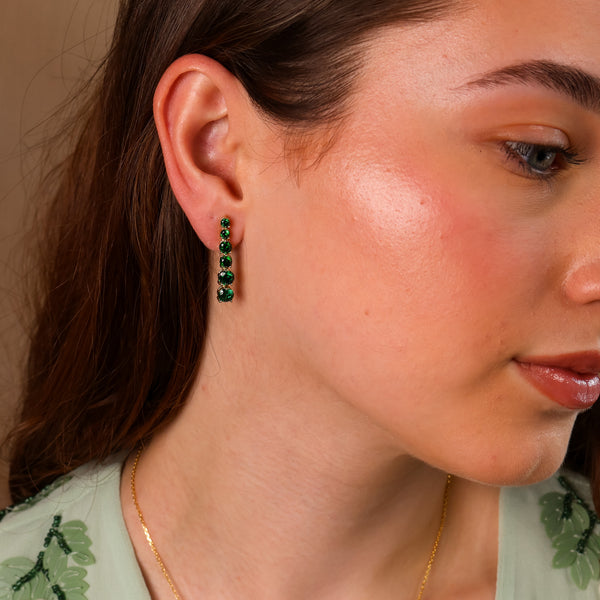 Anya Emerald Drop Earrings 14K Gold Vermeil - Rainbow Rocks Jewellery