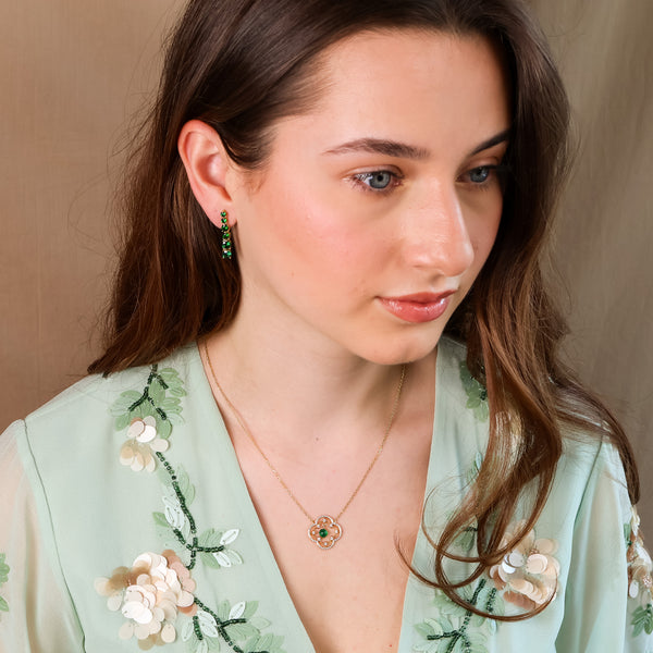 Anya Emerald Drop Earrings 14K Gold Vermeil - Rainbow Rocks Jewellery