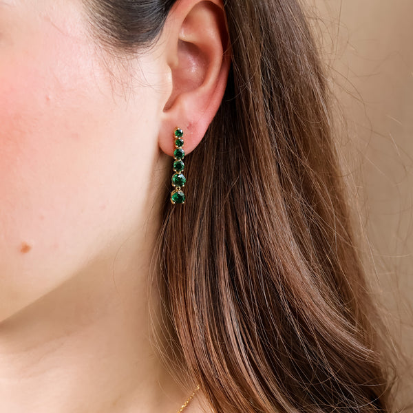 Anya Emerald Drop Earrings 14K Gold Vermeil - Rainbow Rocks Jewellery