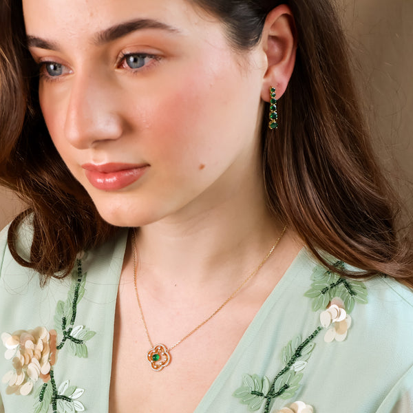 Anya Emerald Drop Earrings 14K Gold Vermeil - Rainbow Rocks Jewellery