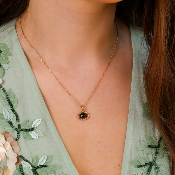 Eira Natural Moss Agate Necklace 14K Gold Vermeil - Rainbow Rocks Jewellery