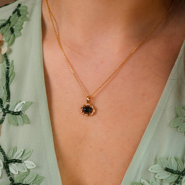 Eira Natural Moss Agate Necklace 14K Gold Vermeil - Rainbow Rocks Jewellery