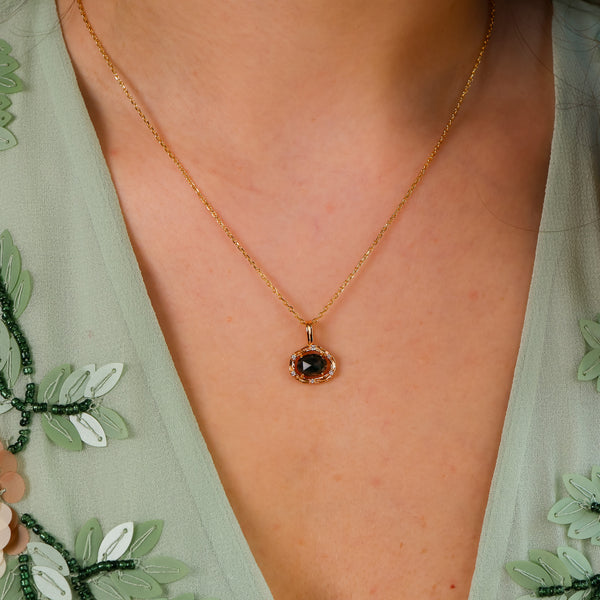 Eira Natural Moss Agate Necklace 14K Gold Vermeil - Rainbow Rocks Jewellery