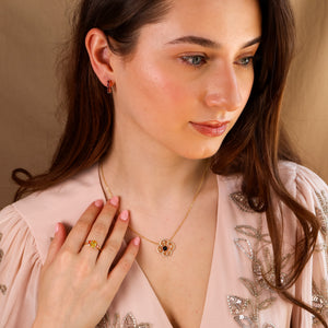 Scarlett Garnet Huggie Hoop Earrings 14K Gold Vermeil - Rainbow Rocks Jewellery