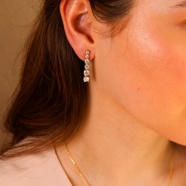 Anya Genuine Moissanite Earrings 14K Gold Vermeil - Rainbow Rocks Jewellery