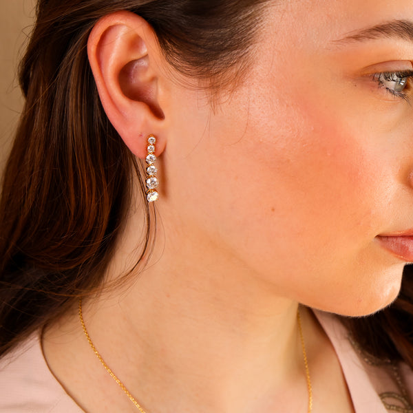 Anya Genuine Moissanite Earrings 14K Gold Vermeil - Rainbow Rocks Jewellery