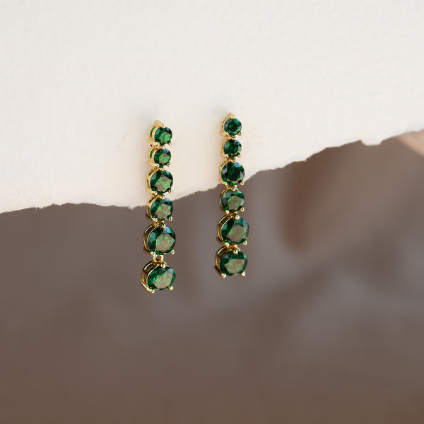 Anya Emerald Drop Earrings 14K Gold Vermeil - Rainbow Rocks Jewellery