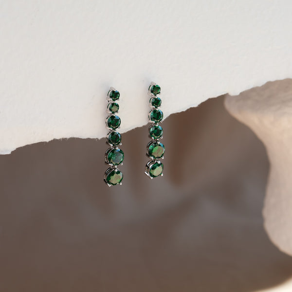 Anya Emerald Drop Earrings 14K Gold Vermeil - Rainbow Rocks Jewellery