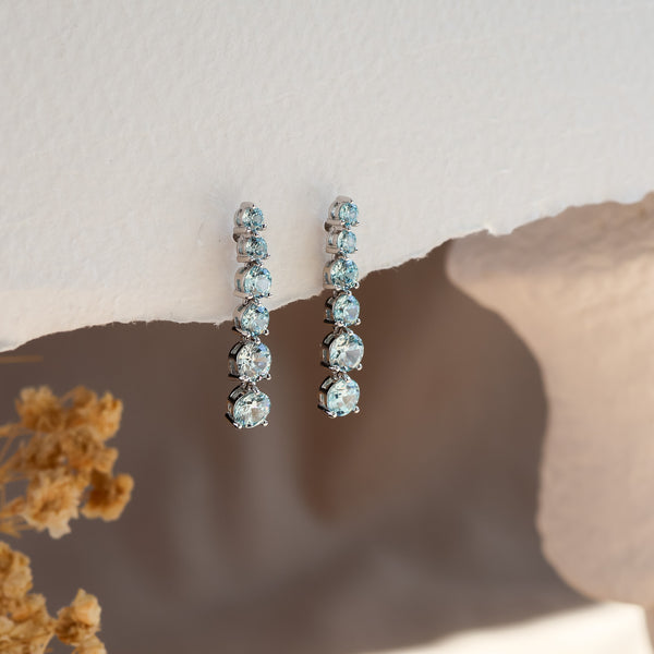 Anya Aquamarine Drop Earrings 14K Gold Vermeil - Rainbow Rocks Jewellery