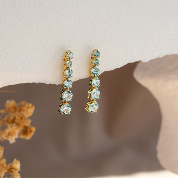 Anya Aquamarine Drop Earrings 14K Gold Vermeil - Rainbow Rocks Jewellery