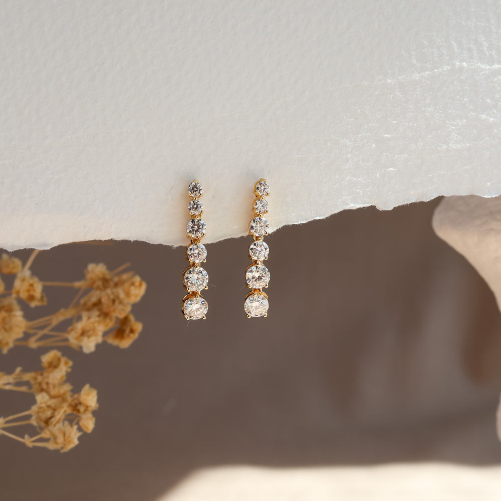 Anya Genuine Moissanite Earrings 14K Gold Vermeil - Rainbow Rocks Jewellery