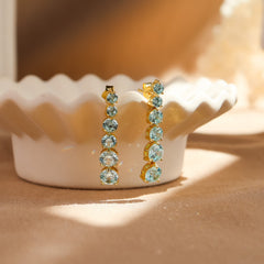 Anya Aquamarine Drop Earrings 14K Gold Vermeil - Rainbow Rocks Jewellery