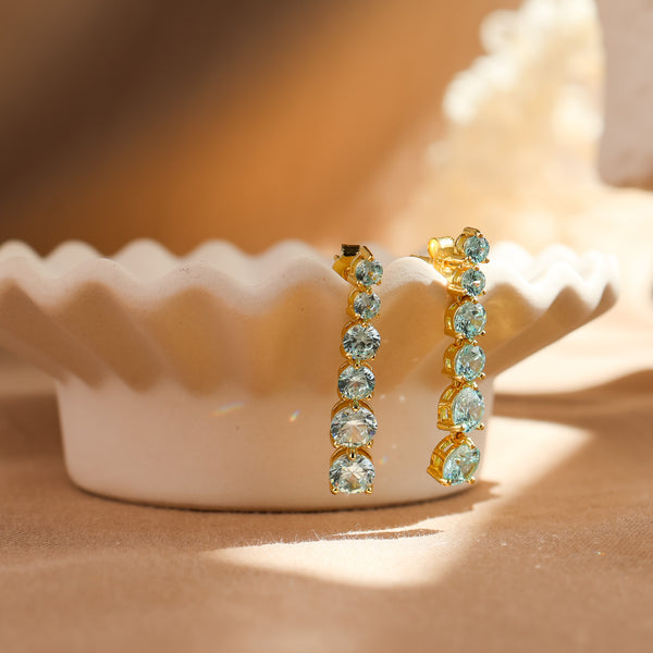 Anya Aquamarine Drop Earrings 14K Gold Vermeil - Rainbow Rocks Jewellery