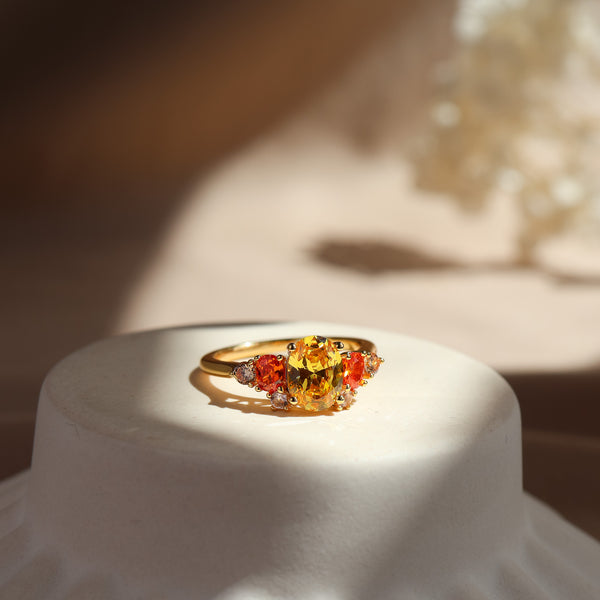 Olivia Citrine Colourful Ring 14K Gold Vermeil - Rainbow Rocks Jewellery