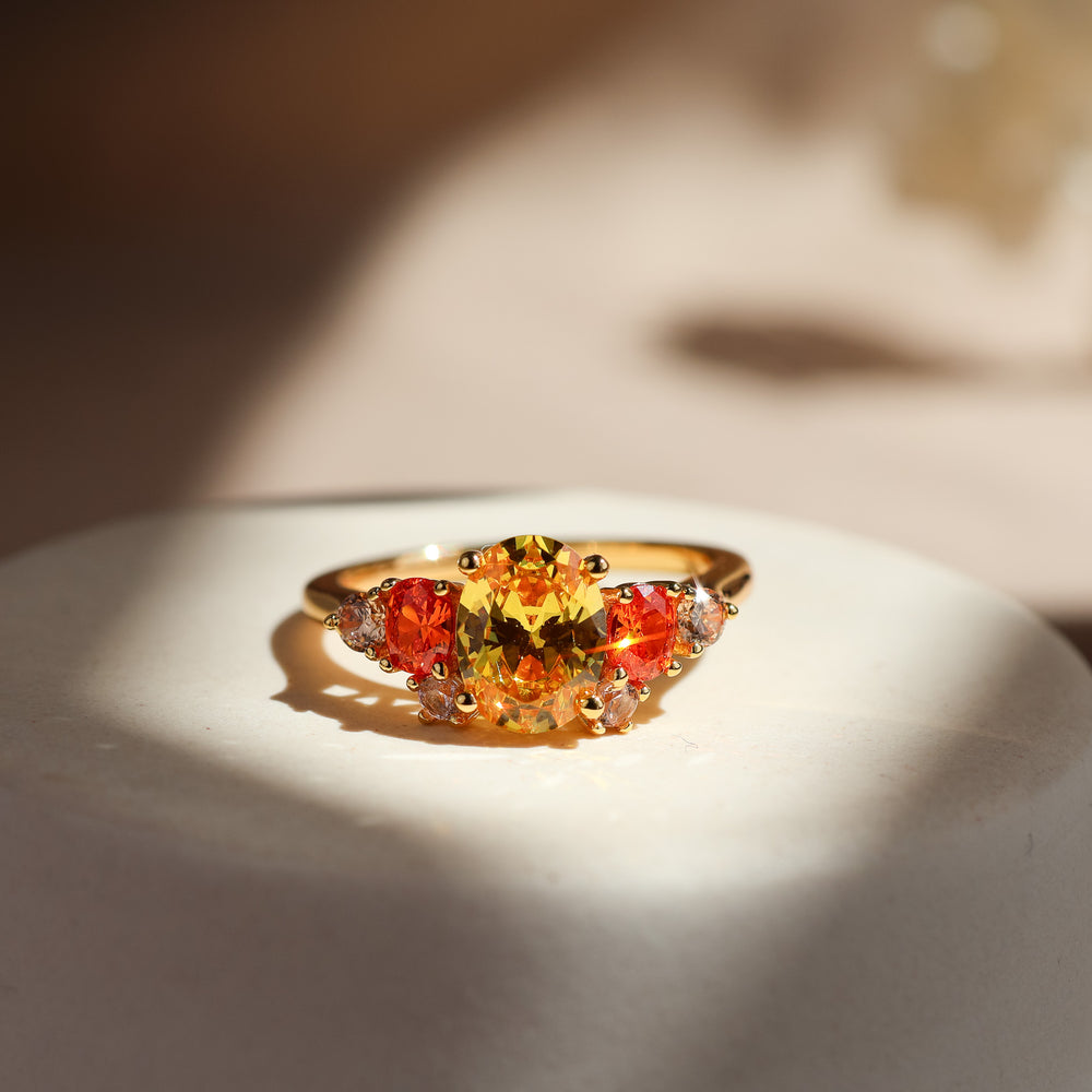 Olivia Citrine Colourful Ring 14K Gold Vermeil - Rainbow Rocks Jewellery