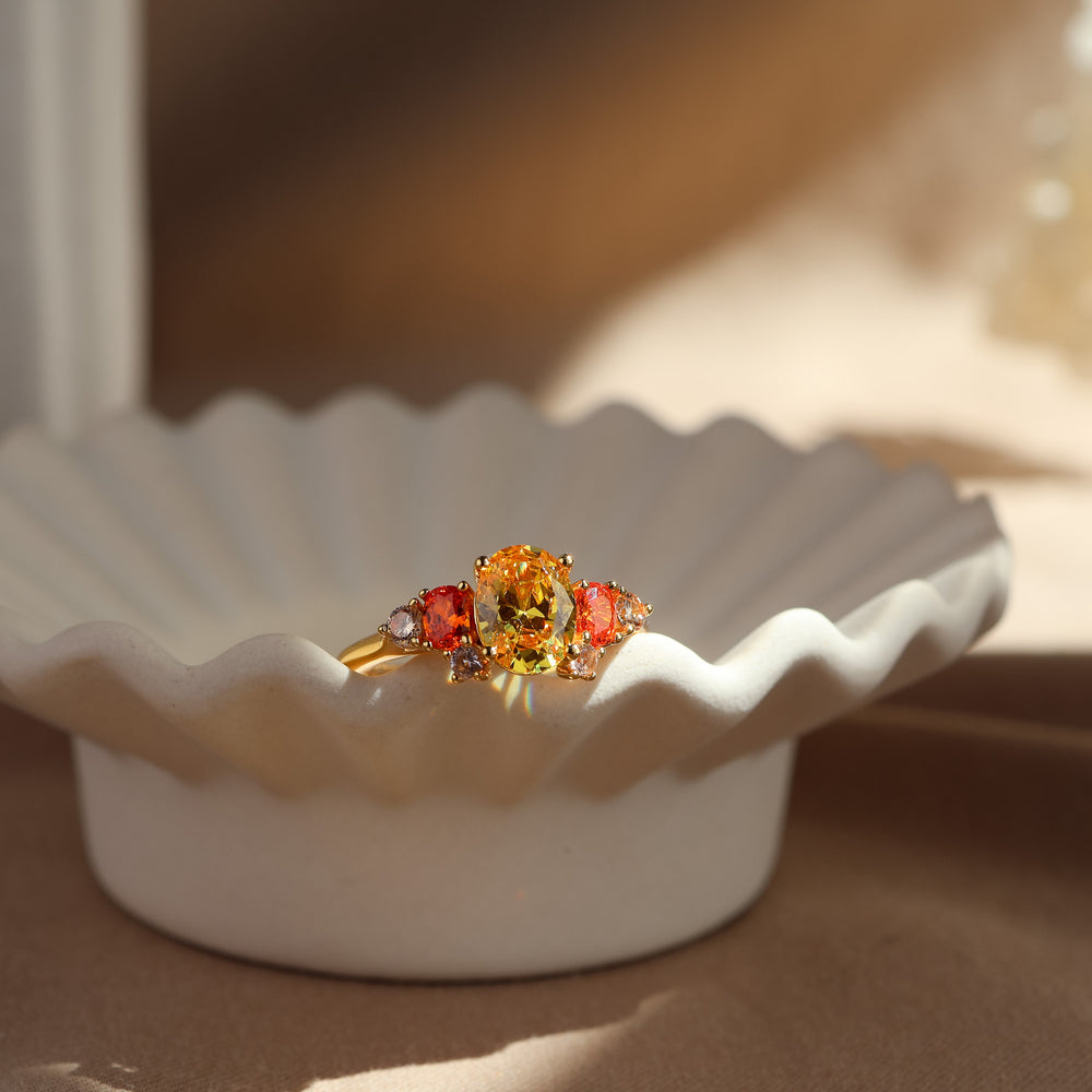 Olivia Citrine Colourful Ring 14K Gold Vermeil - Rainbow Rocks Jewellery