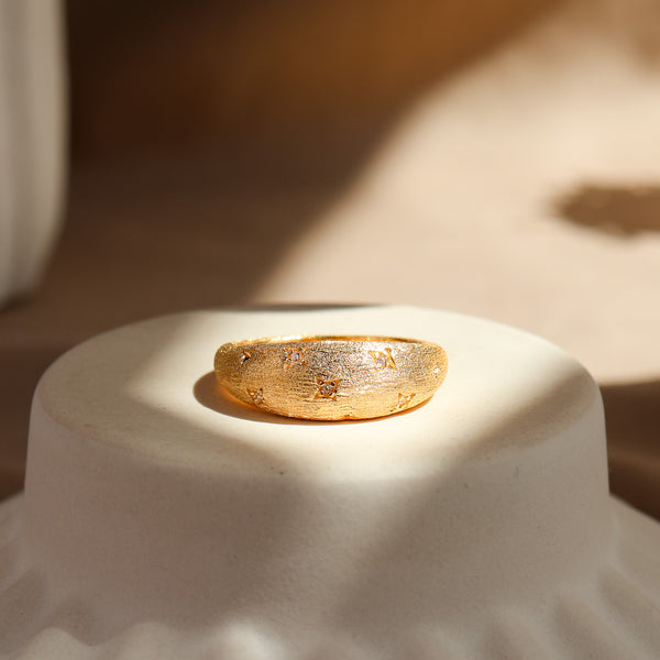 Nova Dome Chunky Star Ring 14K Gold Vermeil - Rainbow Rocks Jewellery