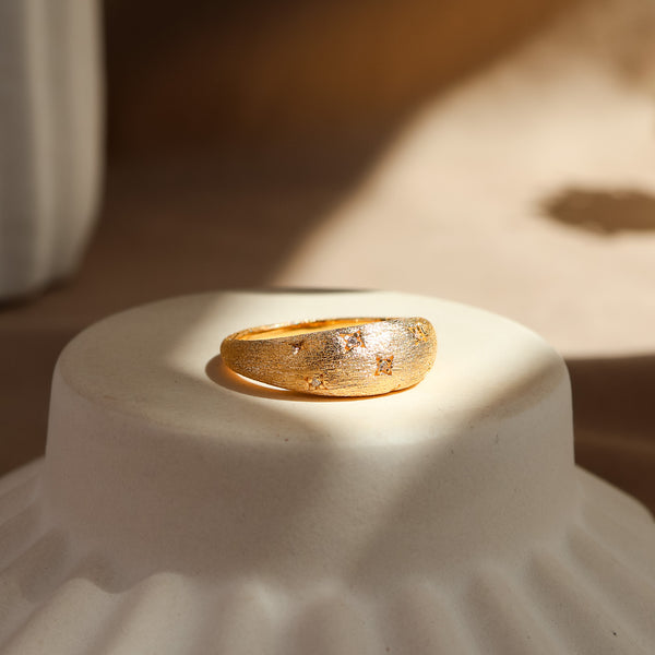 Nova Dome Chunky Star Ring 14K Gold Vermeil - Rainbow Rocks Jewellery