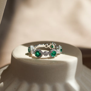 Elara Emerald Ring Sterling Silver - Rainbow Rocks Jewellery