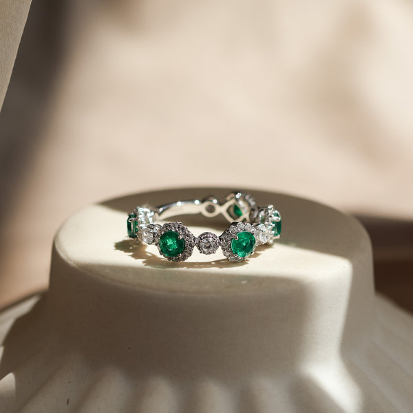 Elara Emerald Ring Sterling Silver - Rainbow Rocks Jewellery